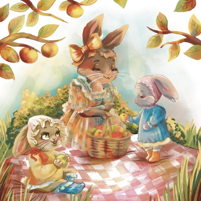 lapin - picnic - pique-nique - nape a carreau - lapin habillé - robe - vintage - rétro
