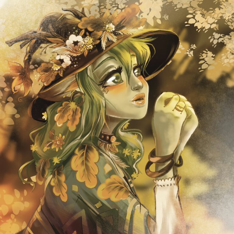 sorcière - hybride - cerf - biche - femme - automne - feuille - octobre